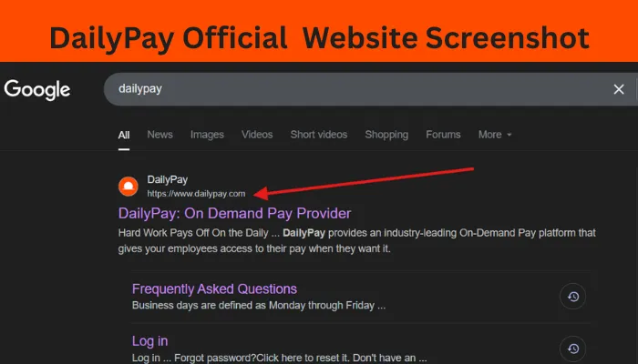 DailyPay Official Website Screenshot DailyPay Official Website Screenshot